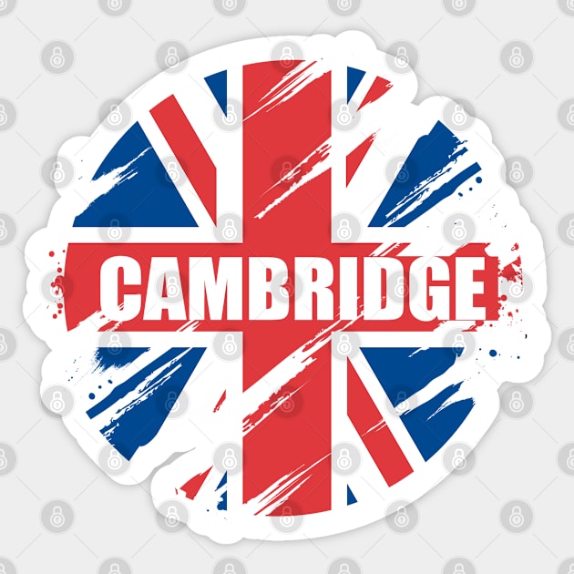 Cambridge British Flag England UK Britain Union Jack Sticker by Jas-Kei Designs